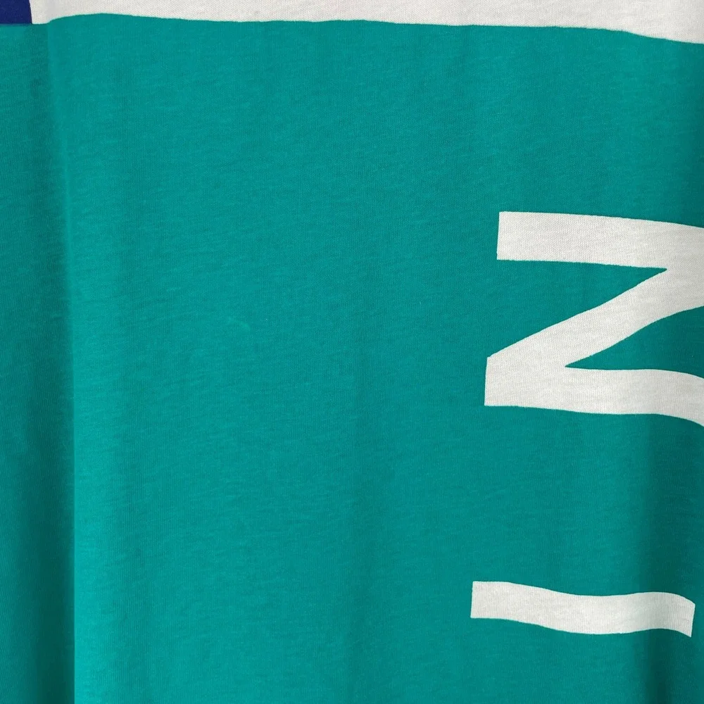 Nike Tee Athletic Cut Colorblock Retro Y2K Long Sleeve Hoodie Green Blue Sport L